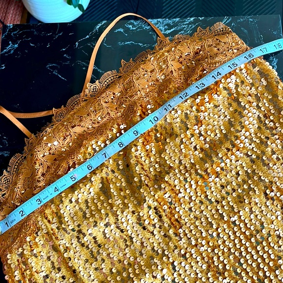 🧡 Free People Intimately Free Golden Velvet Sequin Strapped Cocktail Dress - Picture 15 of 17